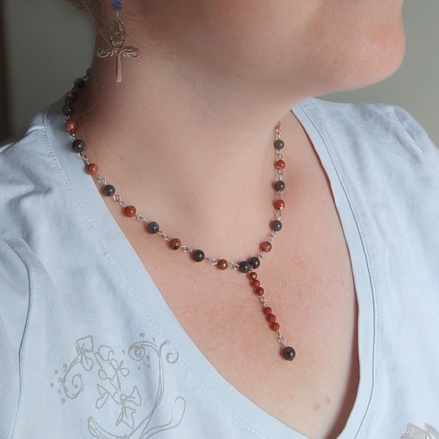 Collier Protection Totale : Labradorite &amp; Jaspe Rouge