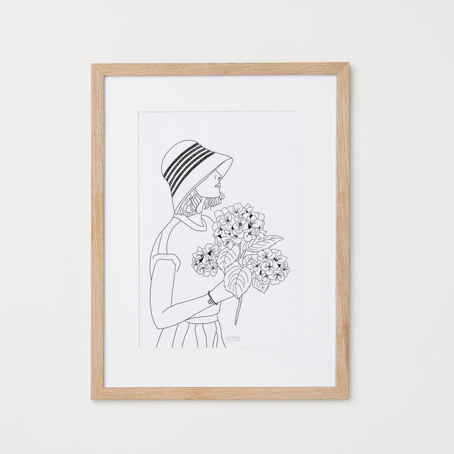 Affiche illustration A4 - Hortensias