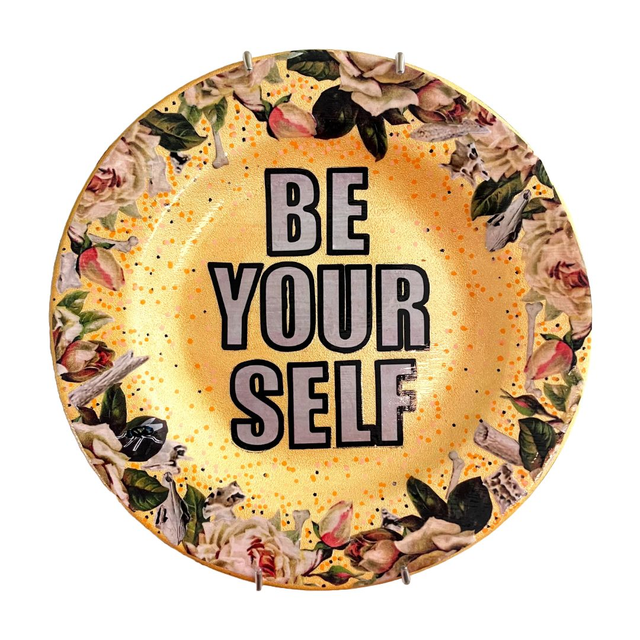 &quot;Be Yourself&quot; Yellow Upcycled Wall Plate - House of Frisson