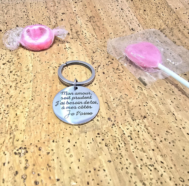Porte-clès "Mon Amour" en acier