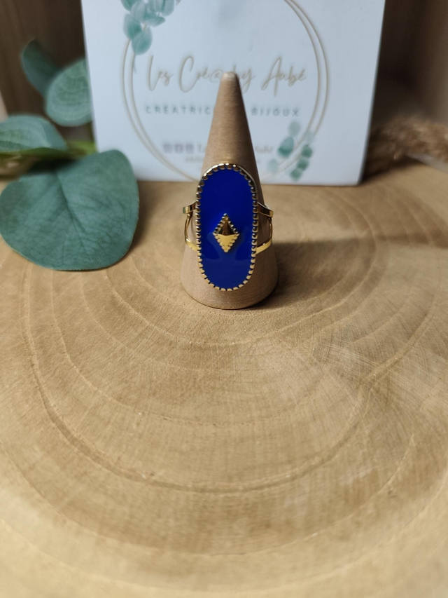 BAGUE ACIER INOXY GOLD/ BLEU - AJUSTABLE 0000267
