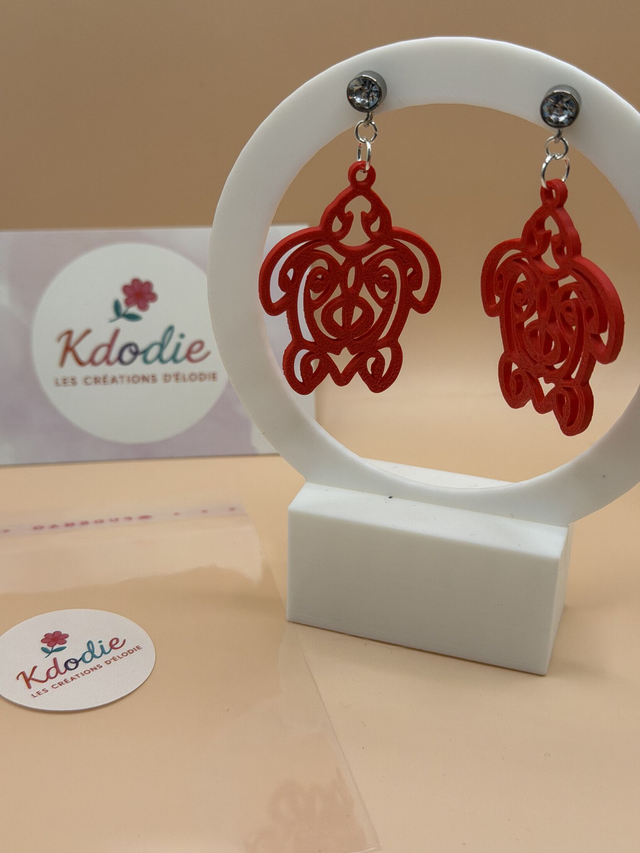 Boucles d'oreilles Tortue - Attaches inox avec strass