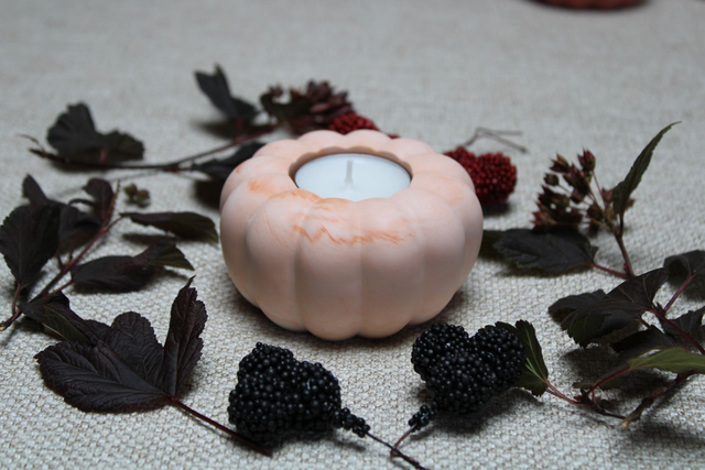 Citrouille Porte Bougie orangé