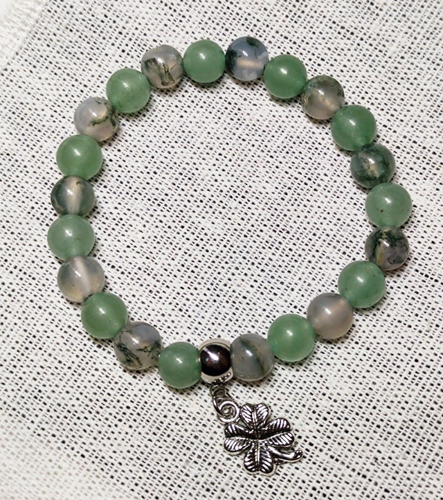 Bracelet Aventurine &amp; Agate Mousse 8 mm