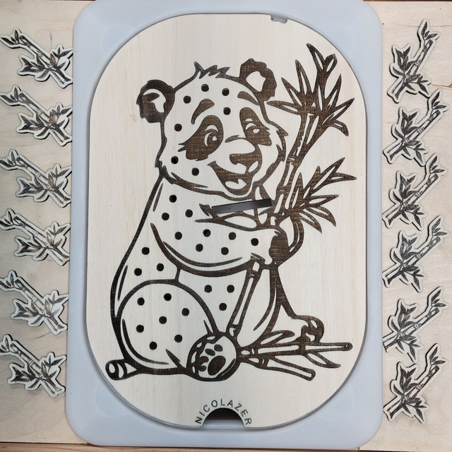 Insert sensoriel bois compatible trofast &quot;le panda gourmand&quot;