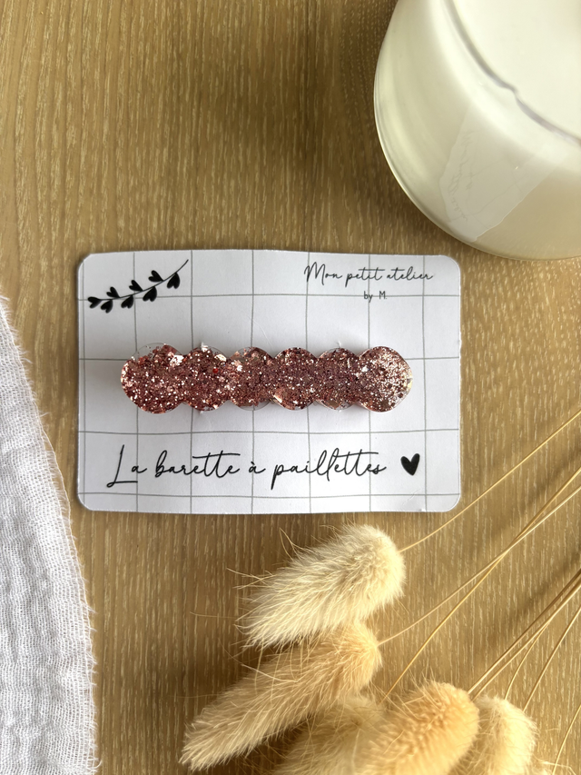 La barette à paillettes - Or rose