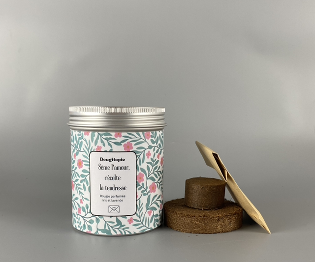 Combo bougie et kit graines à semer - Sème l’amour - Iris et lavande
