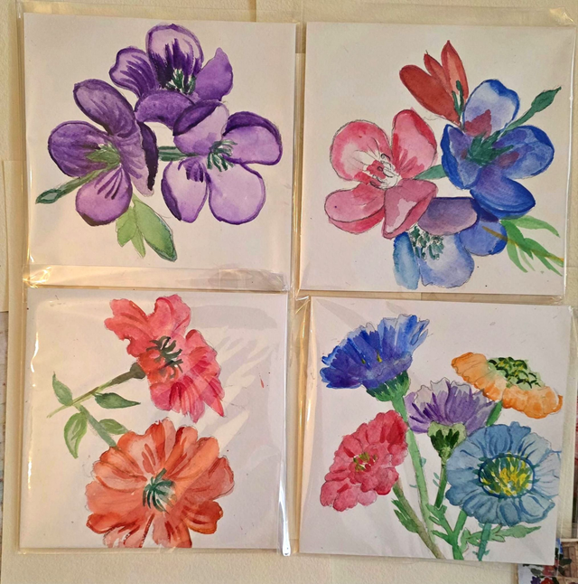 Hand painted watercolour Botanical Greeting Cards without envelopes