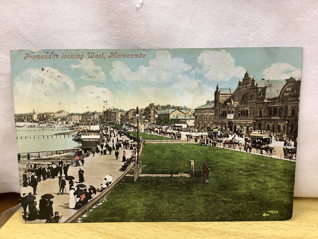 Promenade looking West, Morecombe, Lancashire, Posted 1905 Valentine&#039;s Series Antique postcard Our Ref No R593 £2.50
