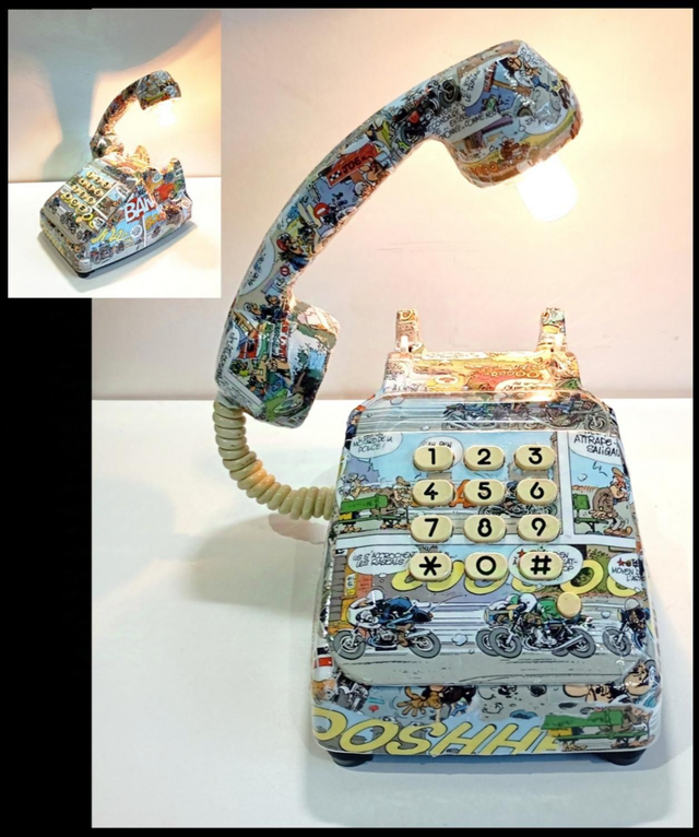 Téléphone déco BD, Lampe d'ambiance déco à poser : Albator, Rahan, Joe BarTeam, Lobo Tommy, Harley Queen etc...
