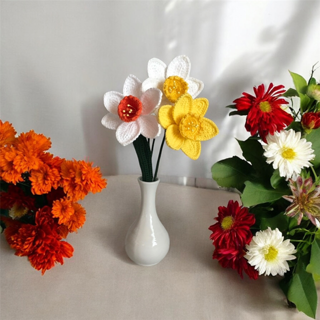 Handcrafted Crochet Daffodil stems.