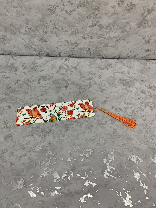 Orange birds metal bookmark 