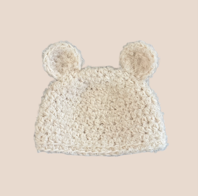 Alpaca Bear Beanie - Ivory