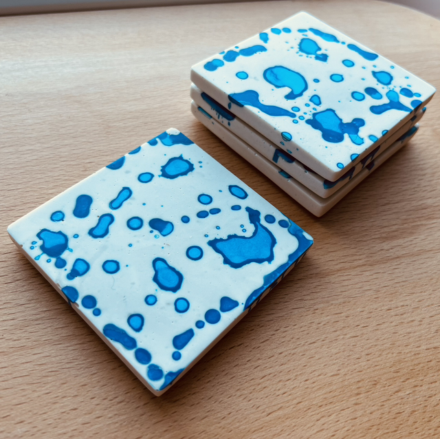 Blue spatter coaster  
