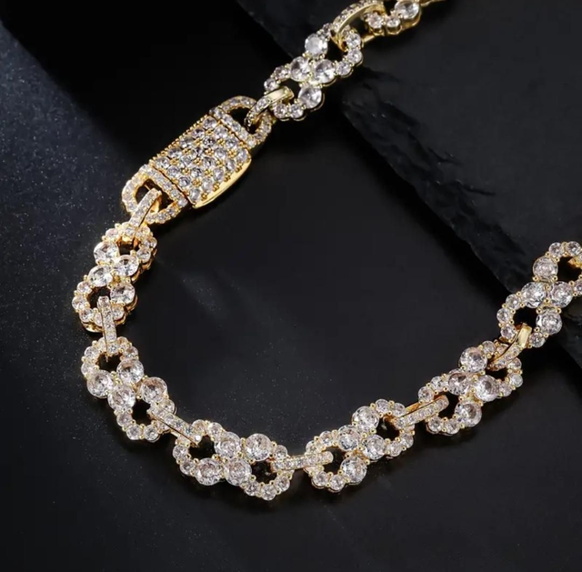 Collier à Maillons en Cuivre Plaqué Or 18K avec Zircone Cubique