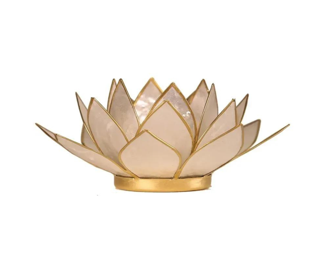 Bougeoir lotus perle bords dorés