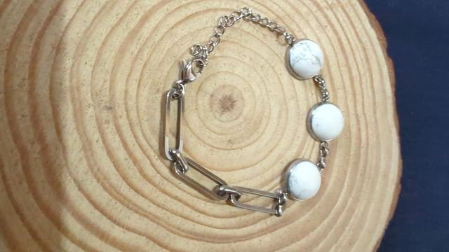 Bracelet femme acier 3 pierres 