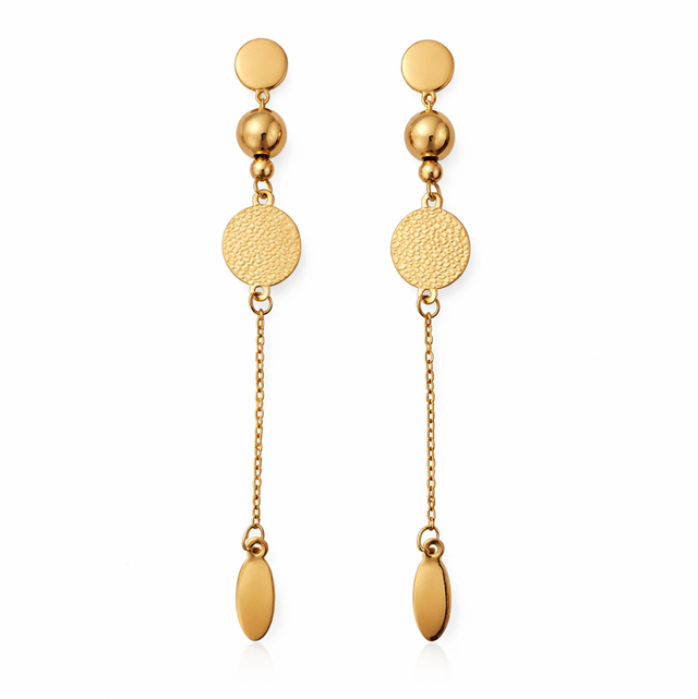 Pendientes acero dorado largos 
