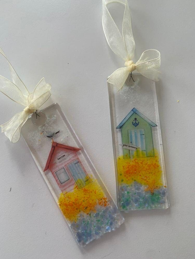 Beach Huts Fused Glass Suncatcher
