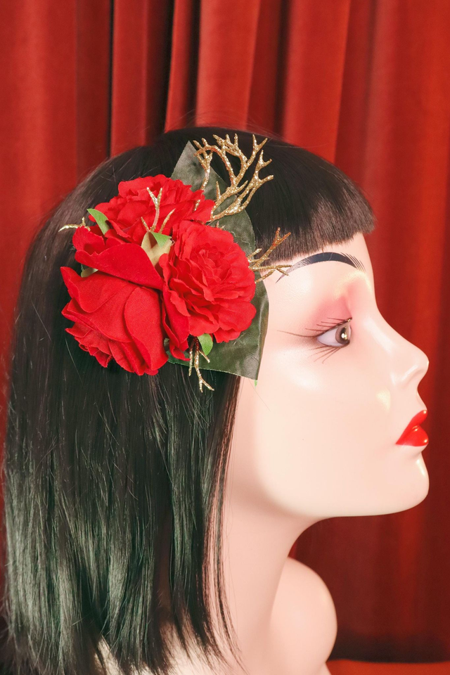 Hair flowers • M • Red & gold