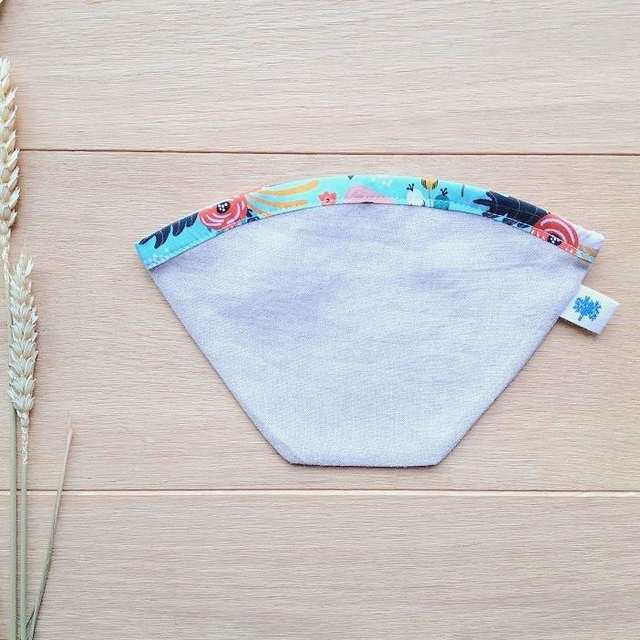 Filtre à café en lin bio / Fleurs turquoises