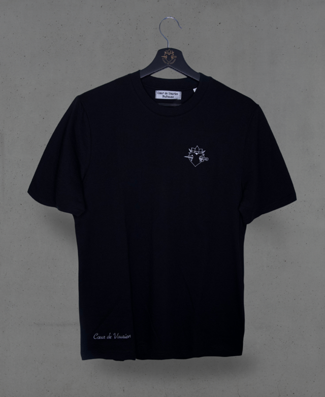 T-shirt noir brodé - Cœur blanc 