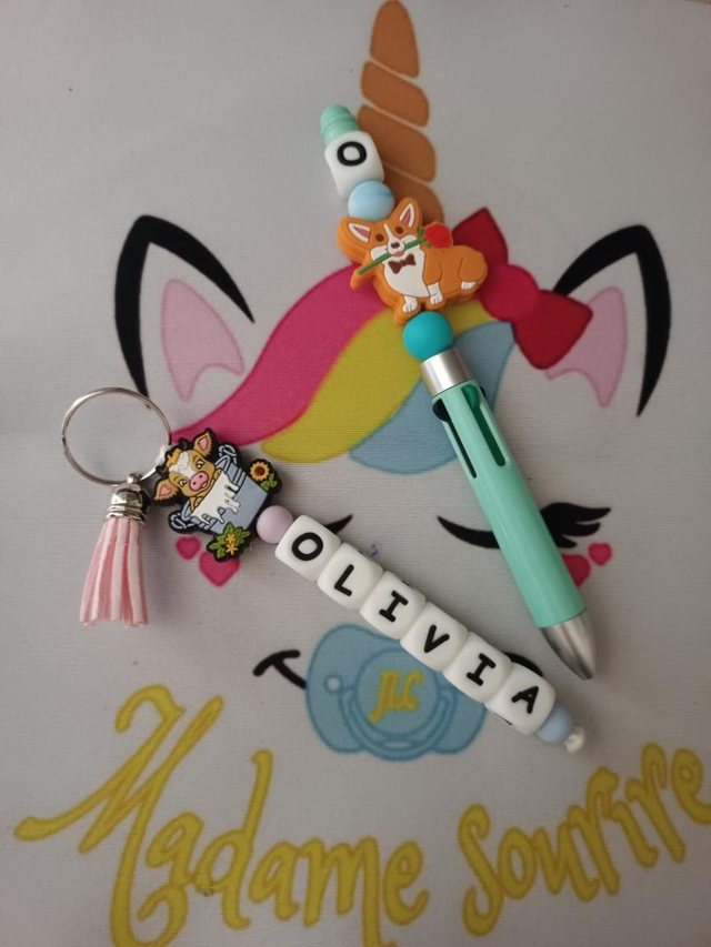 1 Porte clés 1 branche + 1 Stylo 4 couleurs