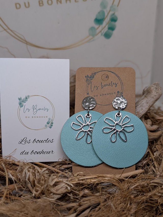 Boucles d'oreilles Moon bleu argenté mo812