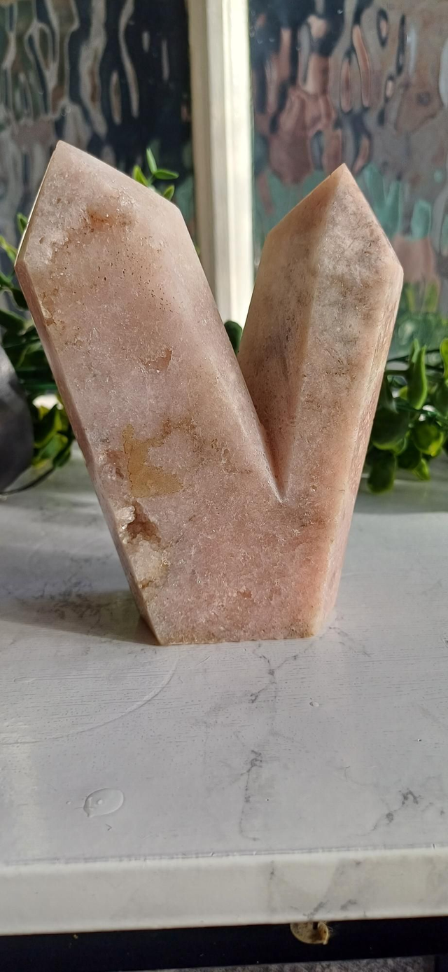 Pink Amethyst double Twin Towers