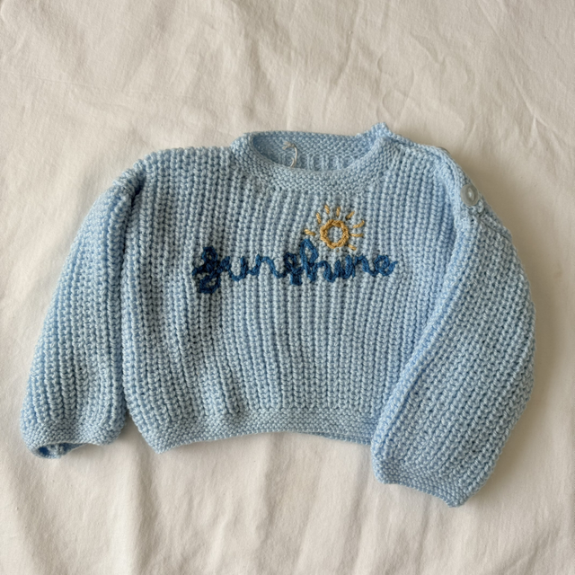 Sunshine blue drop shoulder knitted jumper