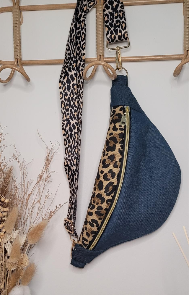 Banane jean et léopard bandoulière amovible 
