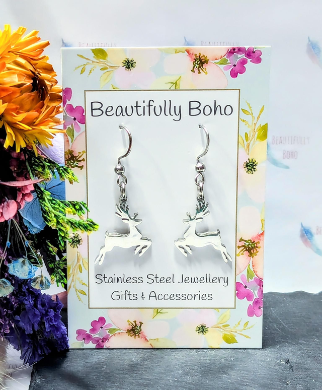 Stainless Steel Deer Stud Earrings