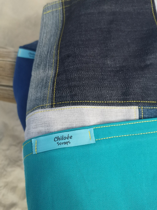 Grand Sac jean upcyclé / Bleu et jaune soleil - Pièce Unique