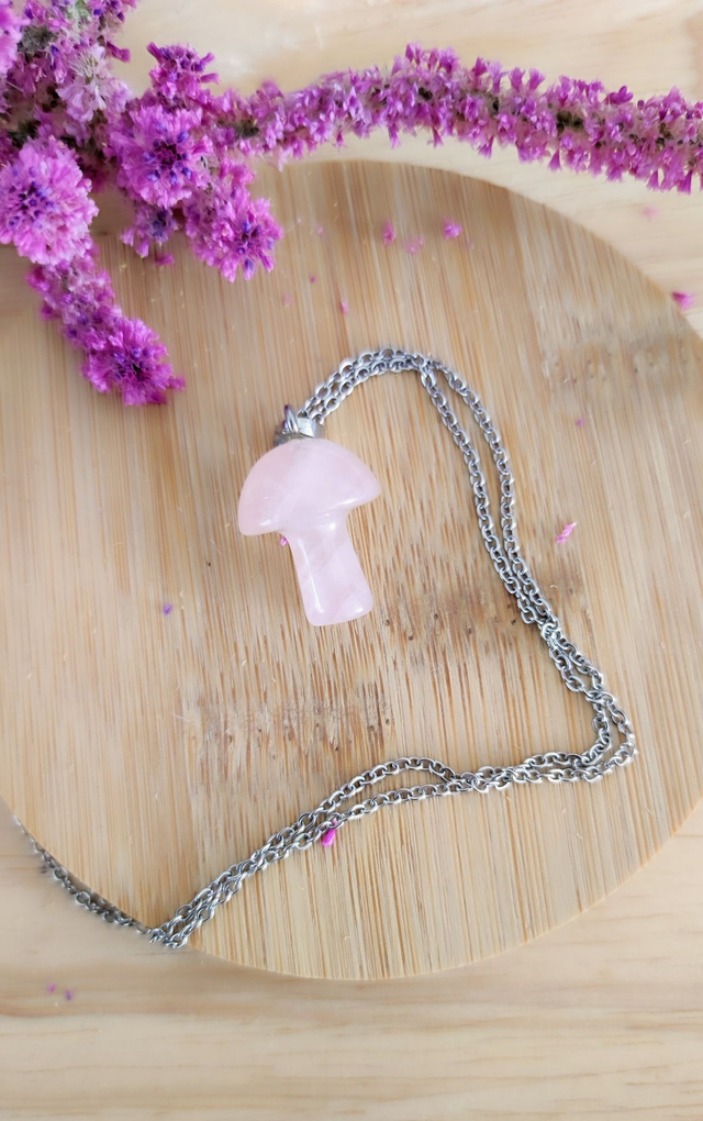 Pendentif Champignon Quartz rose
