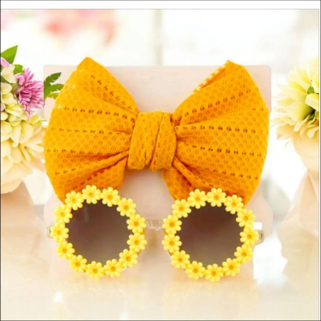Kids’ Yellow Flower Sunglasses & Large Bow Hair Accessory Set | Fashion & Accessories

