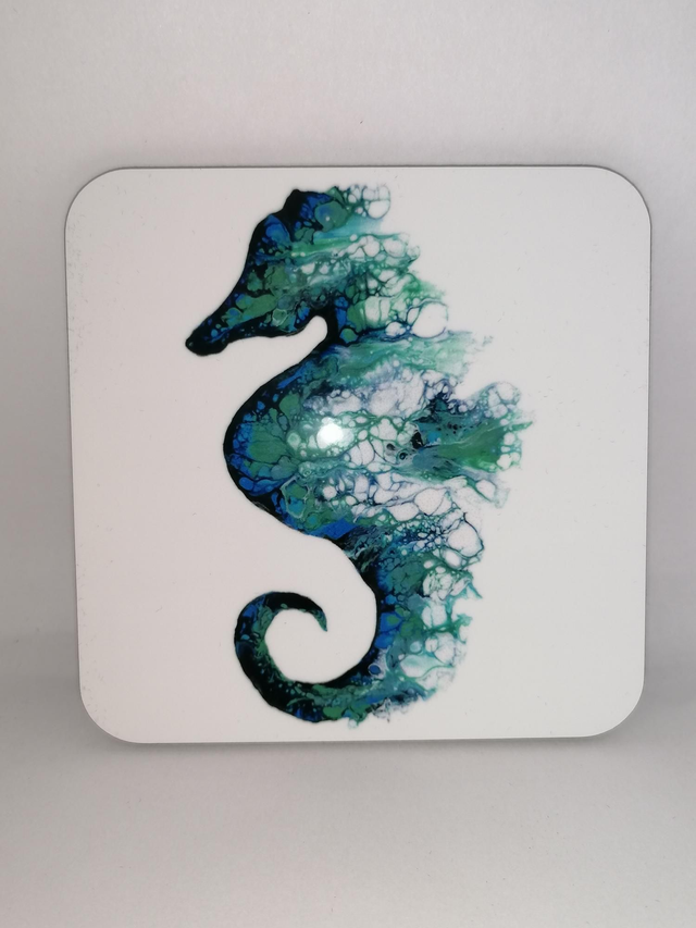 Acrylic swipe Seahorse Coaster 9 x 9cm