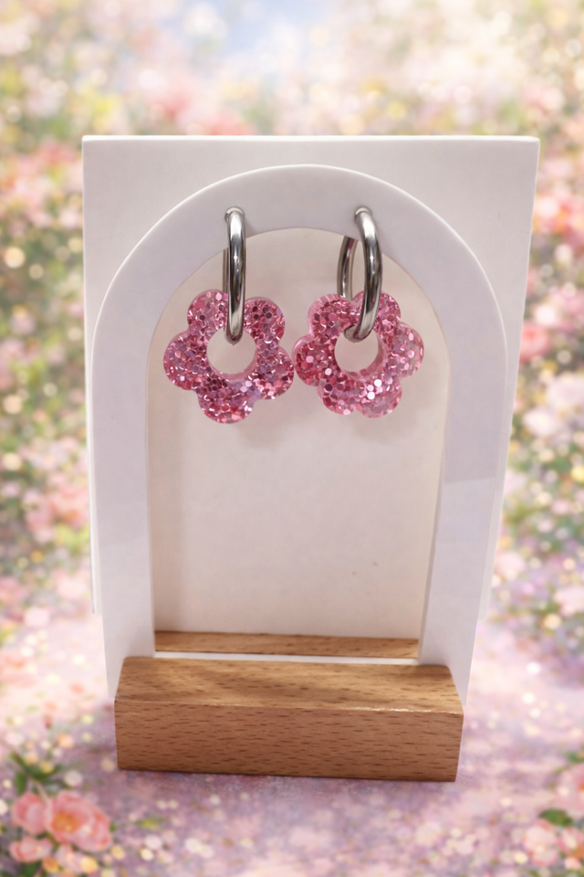 Fleurs roses Pailletées 