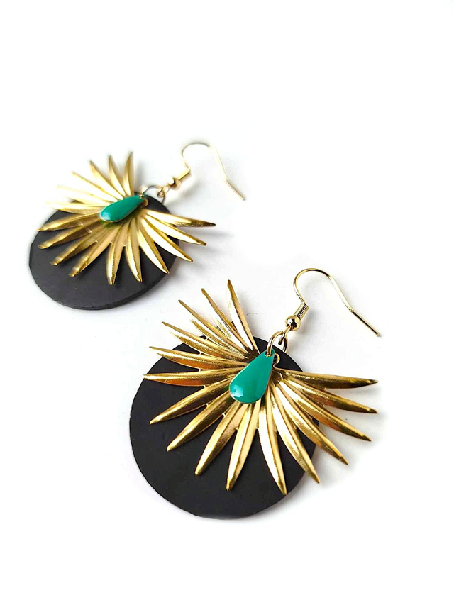 Boucles d'Oreilles Asymétriques Upcyclées  en Chambre à air Recyclée - Solaires