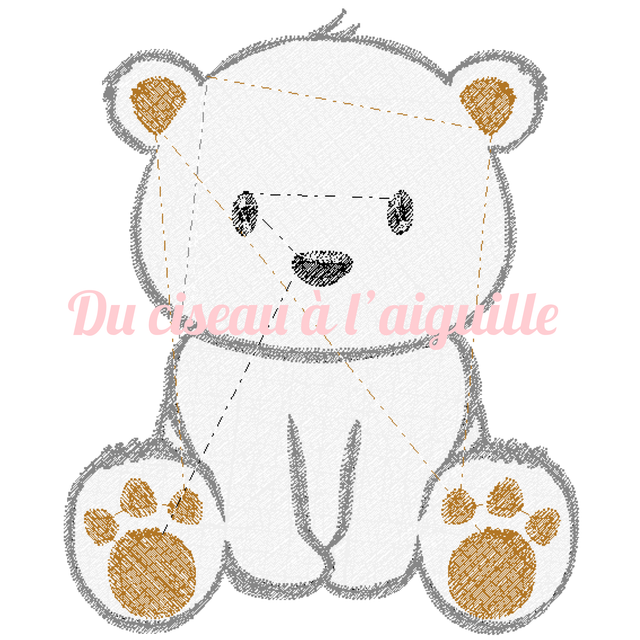 fichier broderie Ours blanc - 3 Tailles / 12 Formats