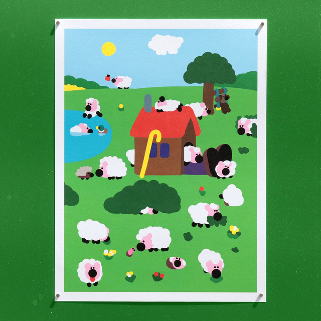 La sieste du berger- Affiche 30x40 cm 