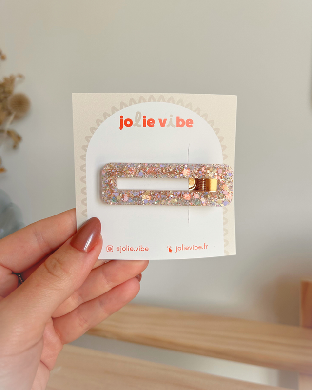 Barrette rectangle holographique