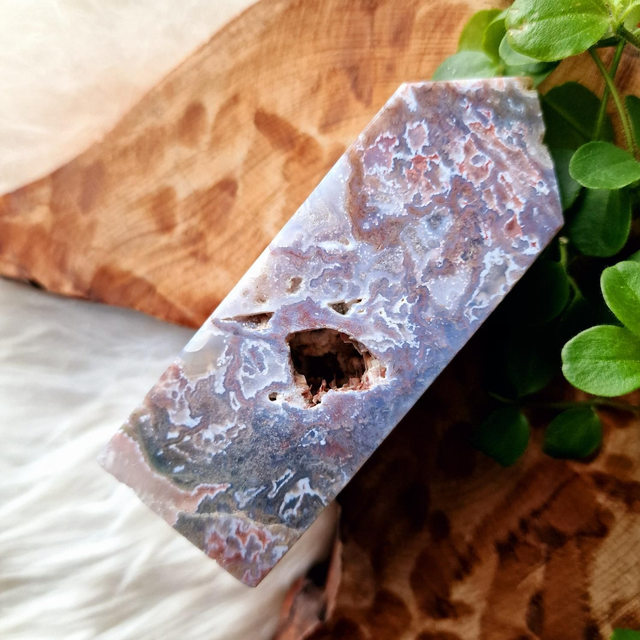 Pink Moss Agate 4 sided point 