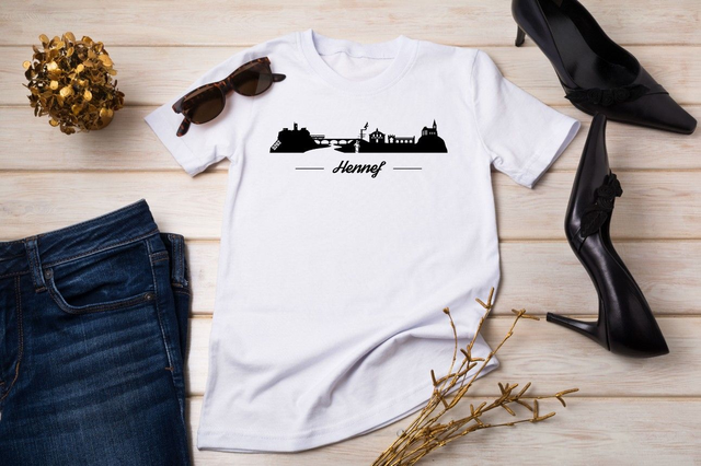 T-Shirt - 5202 Hennef Stadtsilhouette - white / black