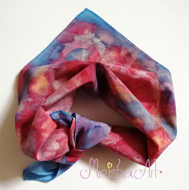 Unikatna, Ročno poslikana Svilena Ruta, Cvetenje