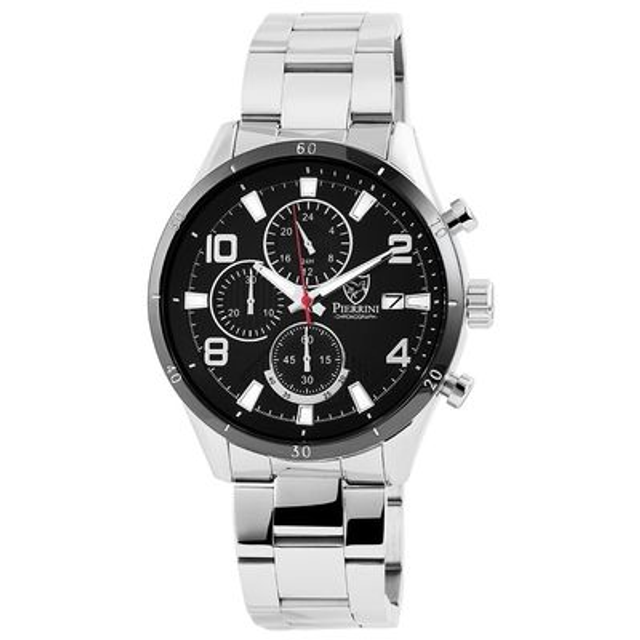 montre Pierrini homme date chronographe étanche aiguilles lumineuses bracelet acier inoxydable