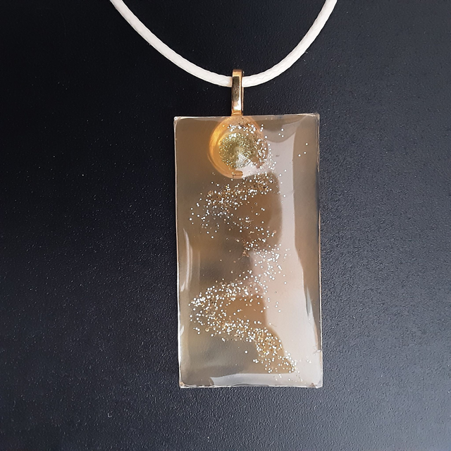 Pendentif rectangle collection transparent-Or translucide et cabochon or