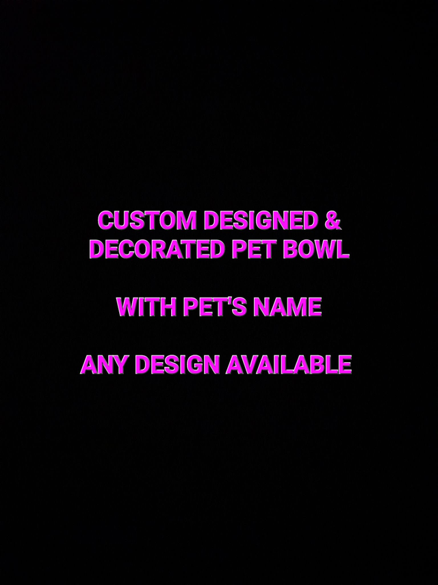 CUSTOM PET NAME Decorated &amp; Designed On A White Pet Bowl PRE-ORDER