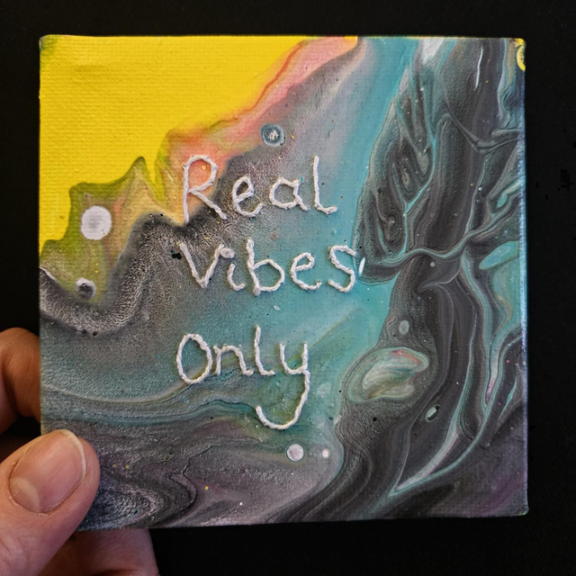 "Real vibes only" embroidered mini canvas