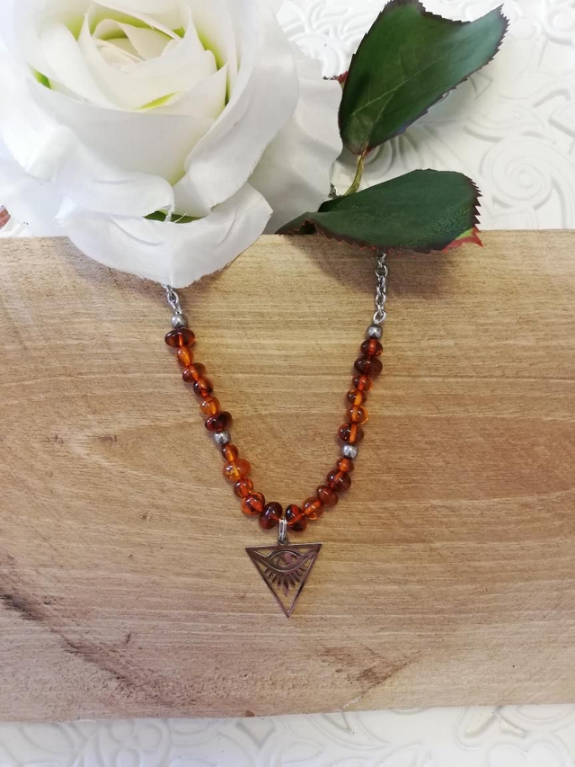 Collier Ambre troisième œil 