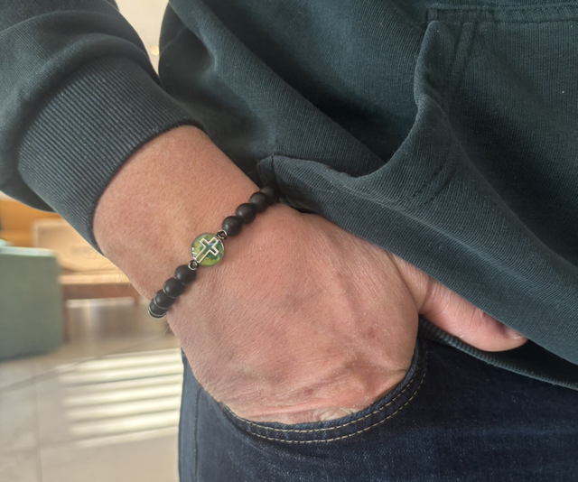 Ă personnaliser đ« Bracelet perles croix homme